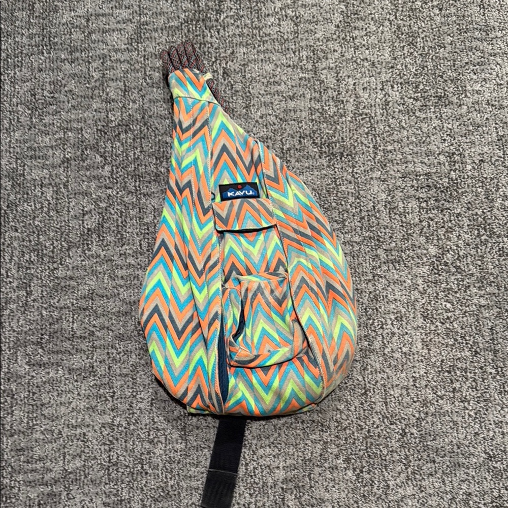 Kavu Chevron Backpack Mint Green Orange Blue